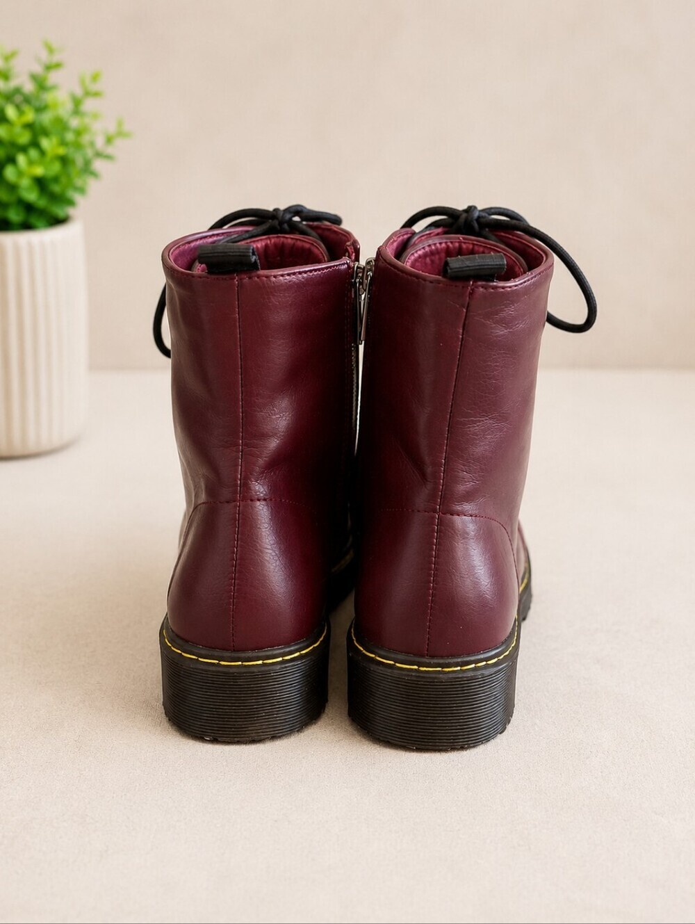 Avitto Designs Saranti Women's Burgundy Combat Boots Size 7 New Without Tags - Picture 5 of 8